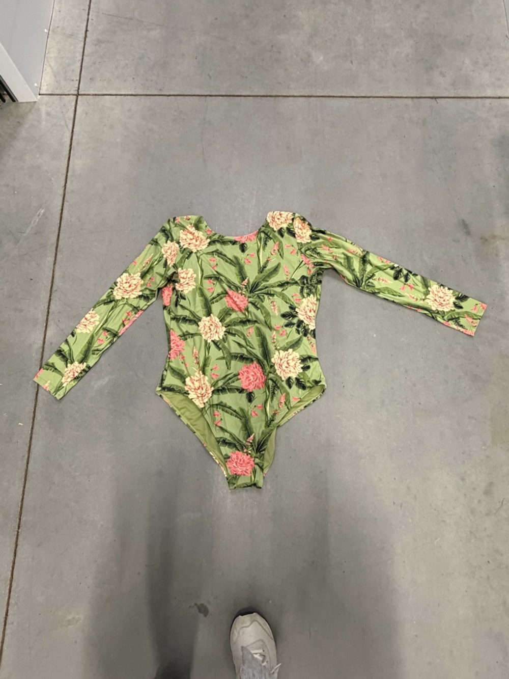 Green Floral Long Sleeve Bodysuit